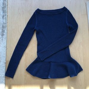 Tory Burch heather blue ribbed sweater